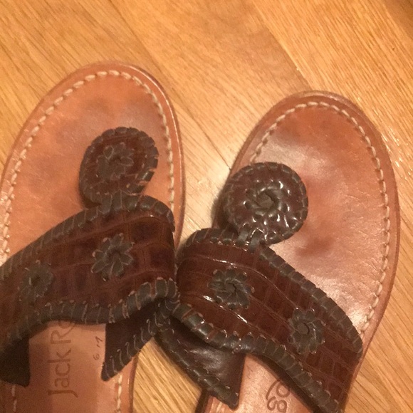 Jack Rogers size 6 brown pattern leather - Picture 2 of 4